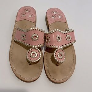 Jack Rodgers pale pink and gold sandals